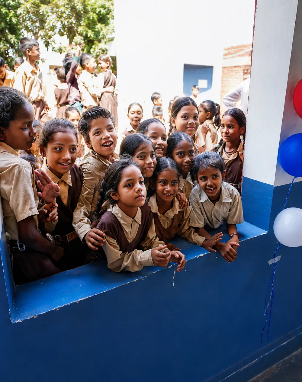 The excitement of seeing their new Anganwadi for the very first time