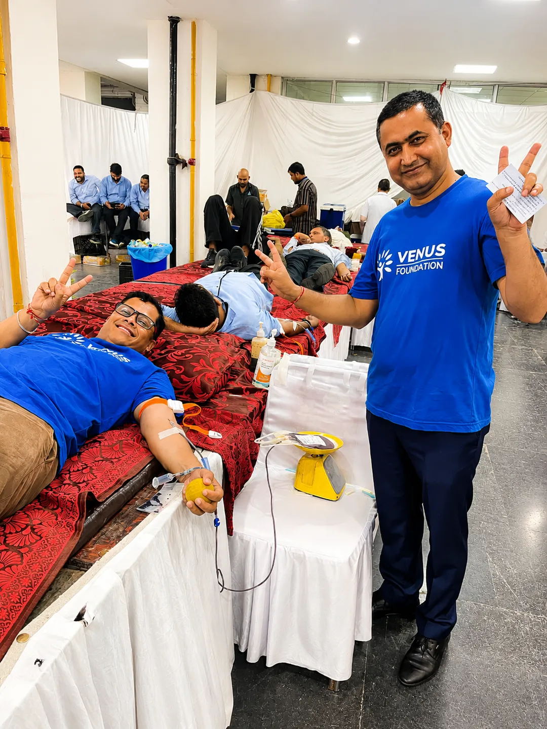Venus Foundation volunteers at a blood donation camp